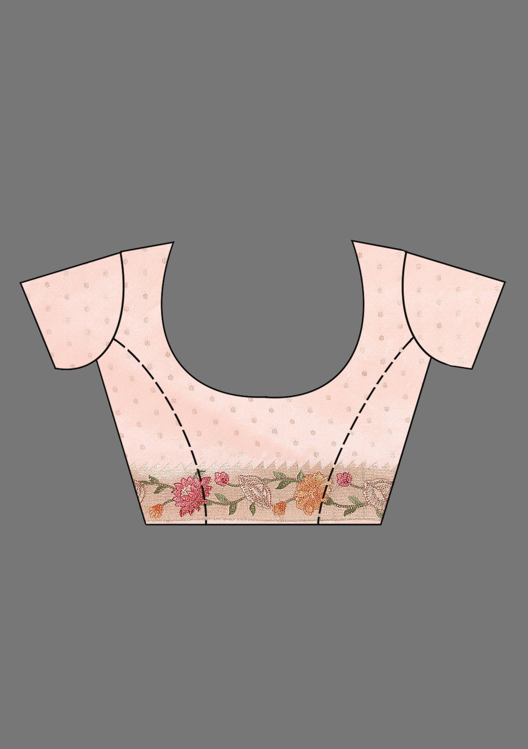 Baby Pink Threadwork Tissue Saree_koskii