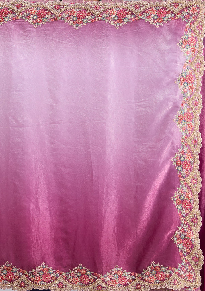 Lavender Threadwork Tissue Saree-koskii