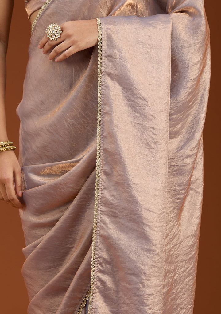 Grey Sequins Organza Saree_koskii