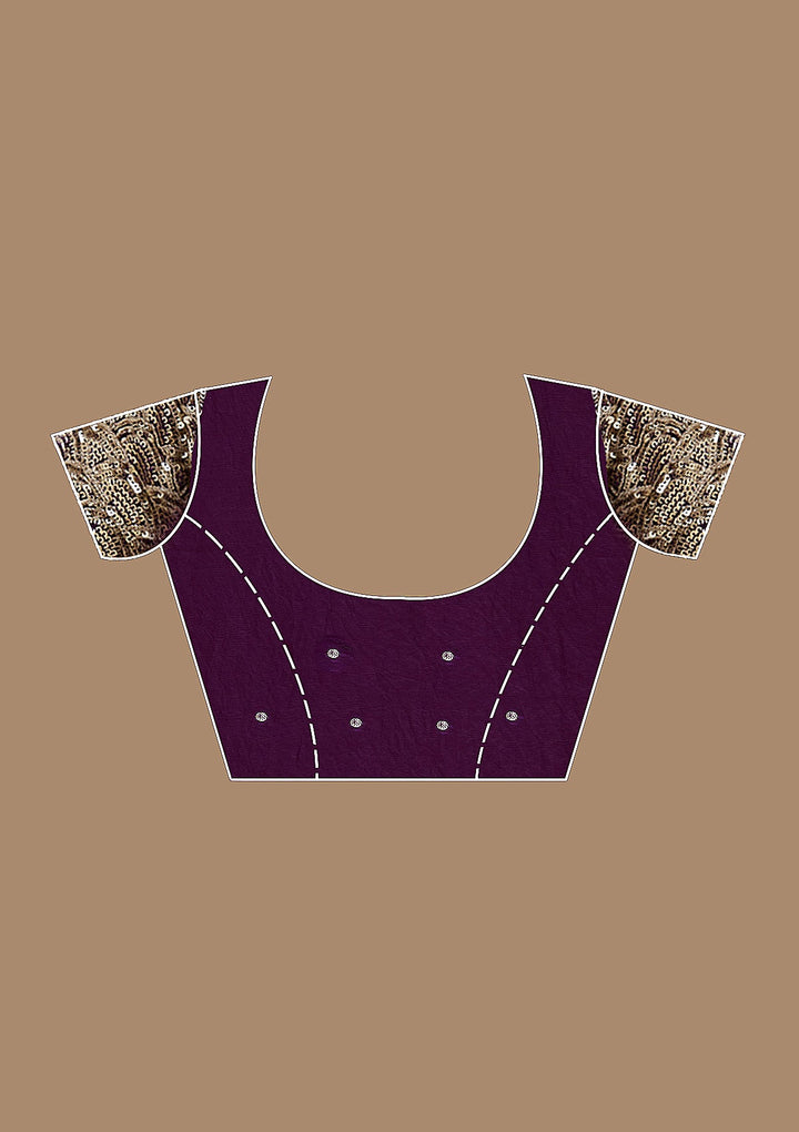 Purple Sequins Tissue Saree_koskii