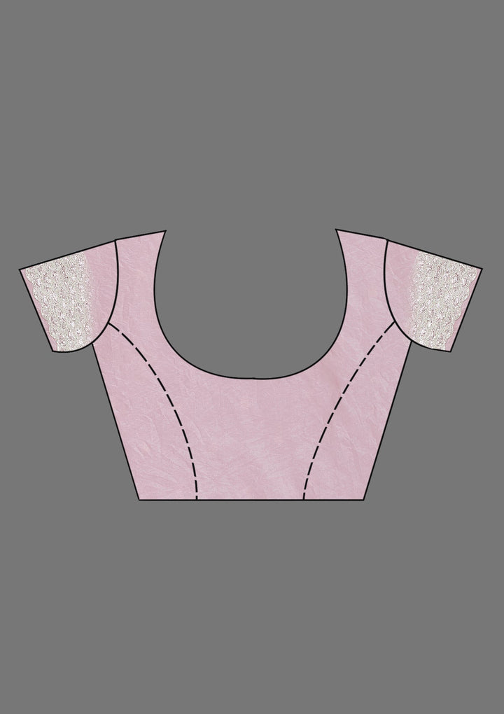 Baby Pink Pearlwork Tissue Saree_koskii