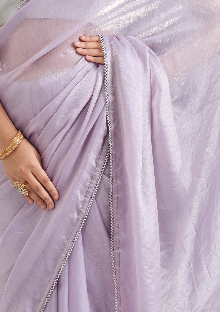 Lavender Pearlwork Tissue Saree_koskii
