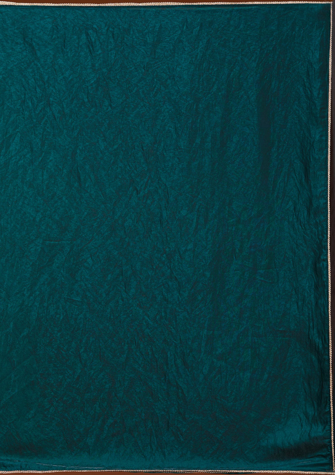 Bottle Green Sequins Tissue Saree_koskii