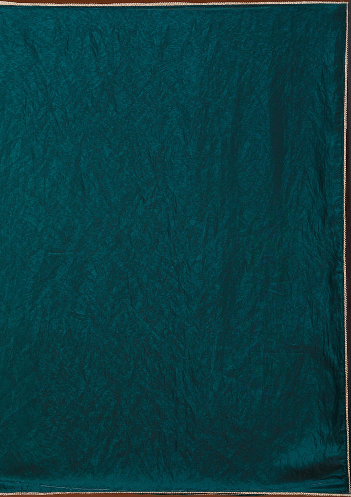 Bottle Green Sequins Tissue Saree_koskii