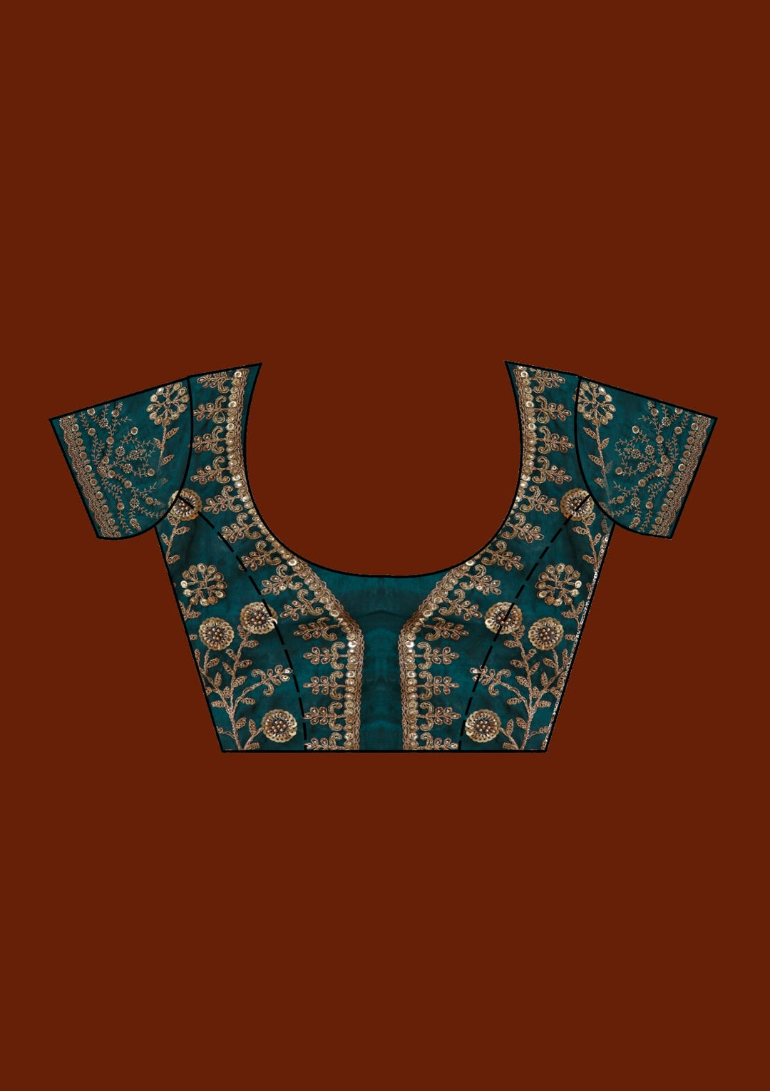Bottle Green Sequins Tissue Saree_koskii