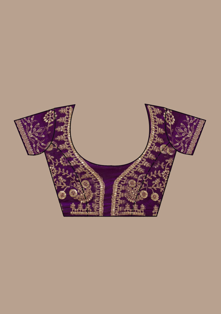 Magenta Pink Threadwork Tissue Saree_koskii