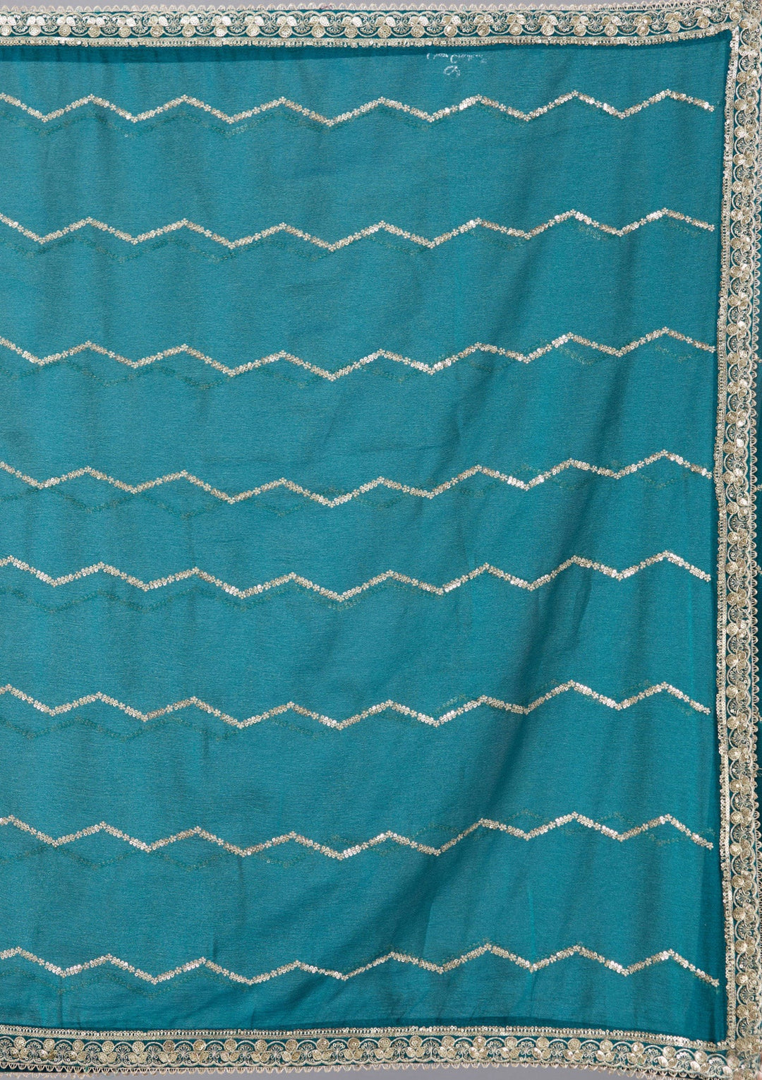 Peacock Blue Sequins Georgette Saree-koskii