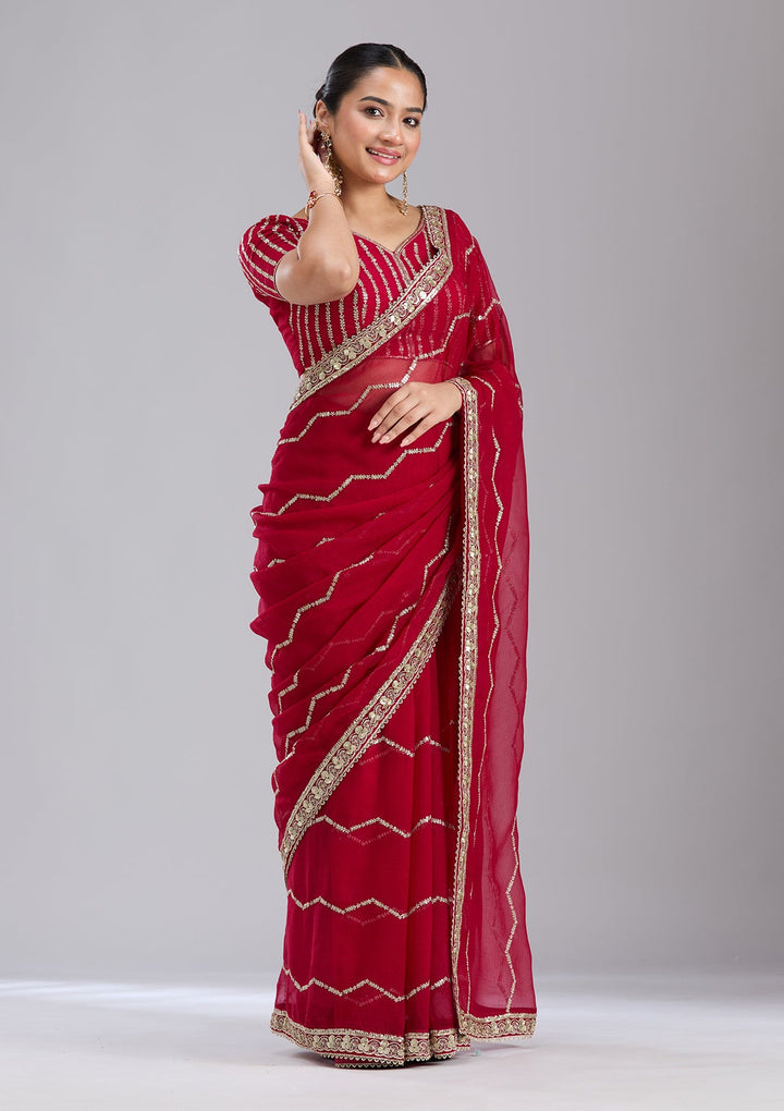 Rani Pink Sequins Georgette Saree-koskii