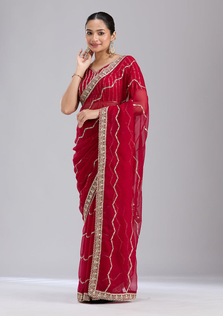 Rani Pink Sequins Georgette Saree-koskii