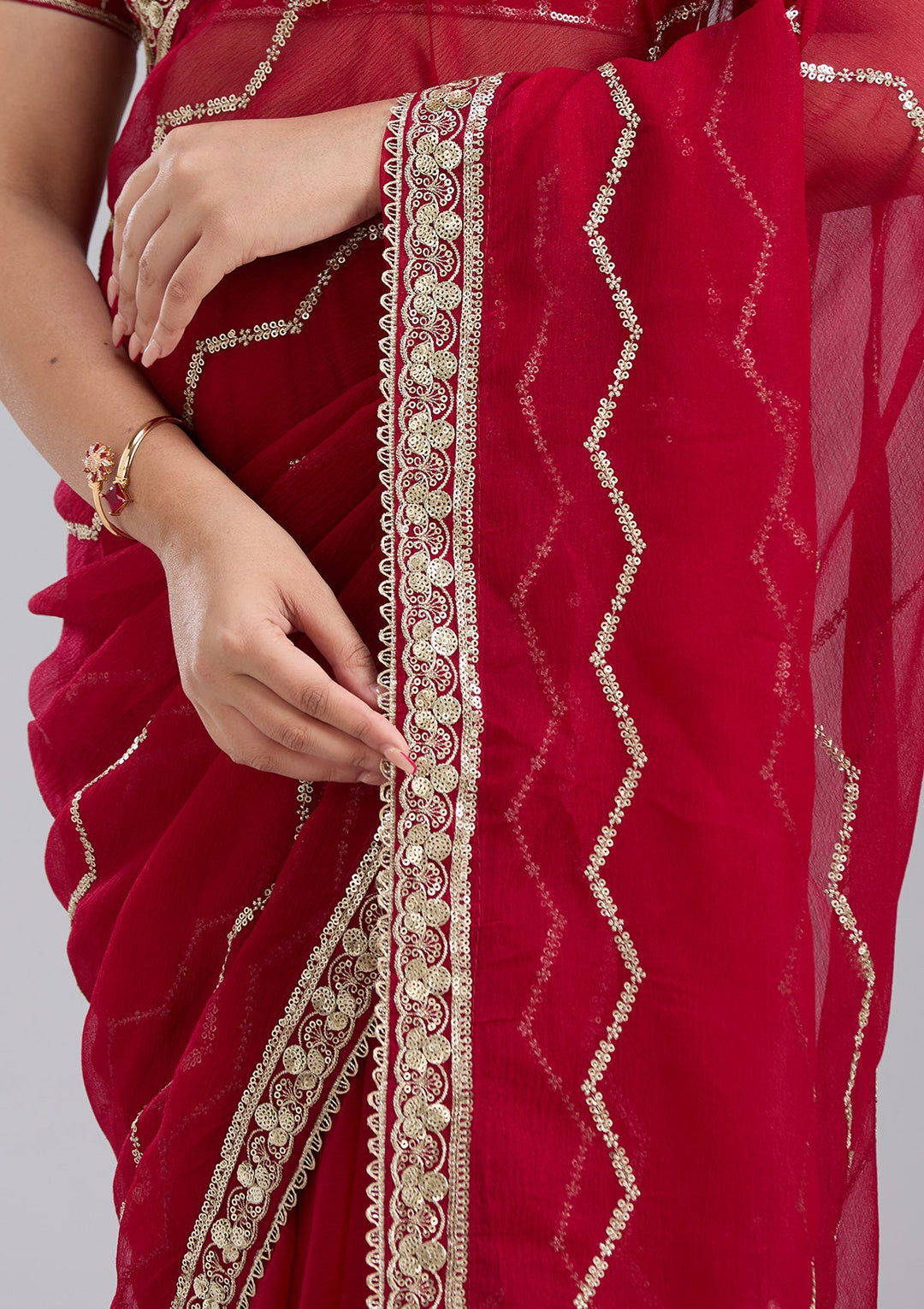 Rani Pink Sequins Georgette Saree-koskii