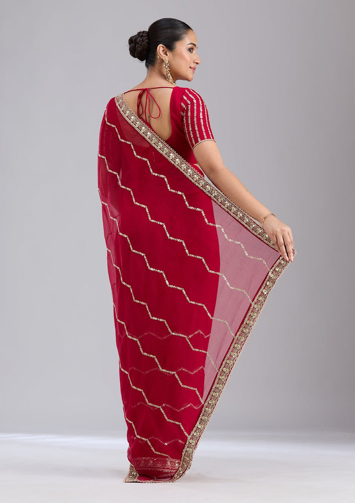 Rani Pink Sequins Georgette Saree-koskii