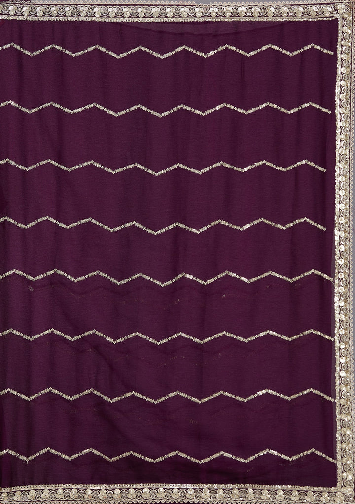 Wine Sequins Georgette Saree-koskii