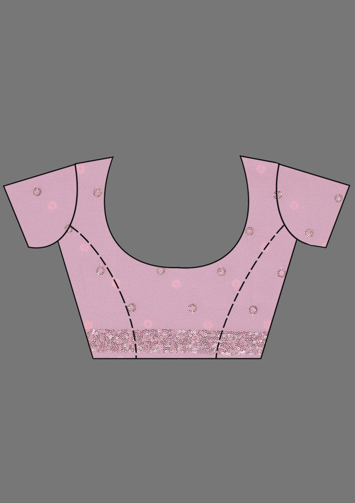 Baby Pink Sequins Georgette Saree_koskii