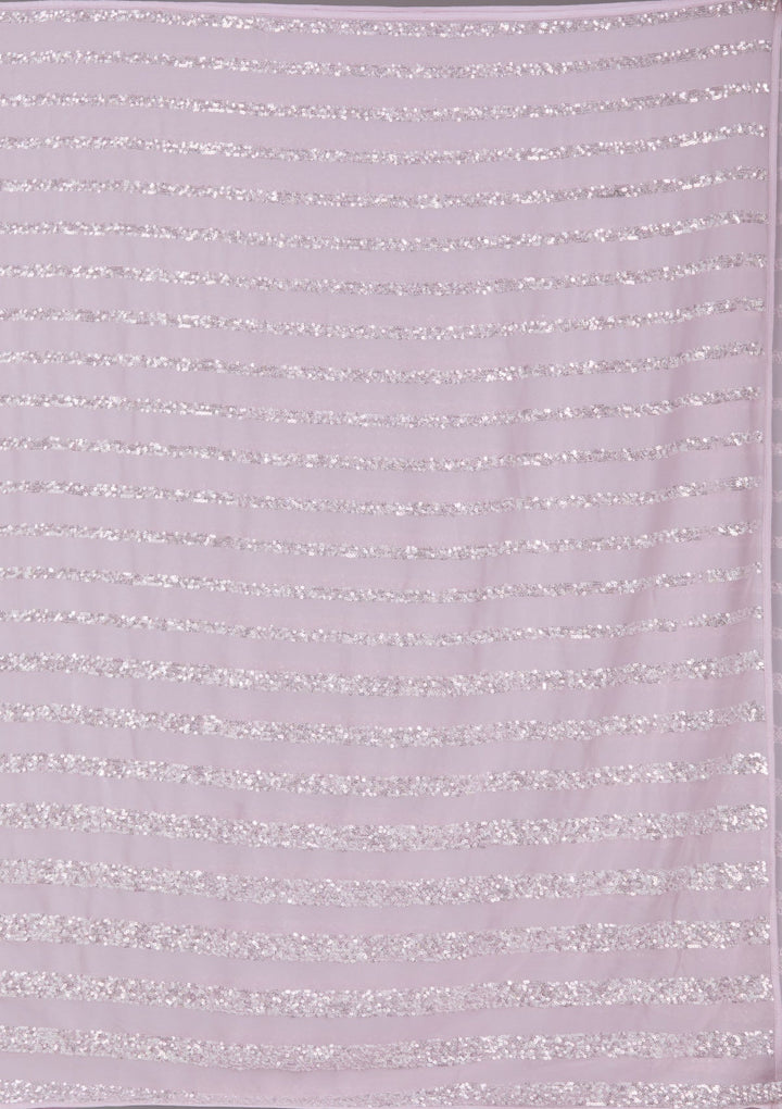 Lavender Sequins Georgette Saree_koskii