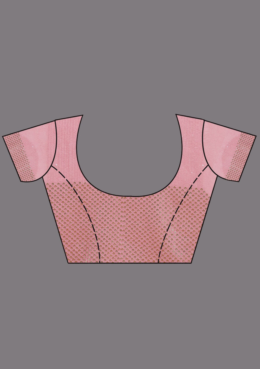 Baby Pink Sequins Semi Crepe Saree_koskii