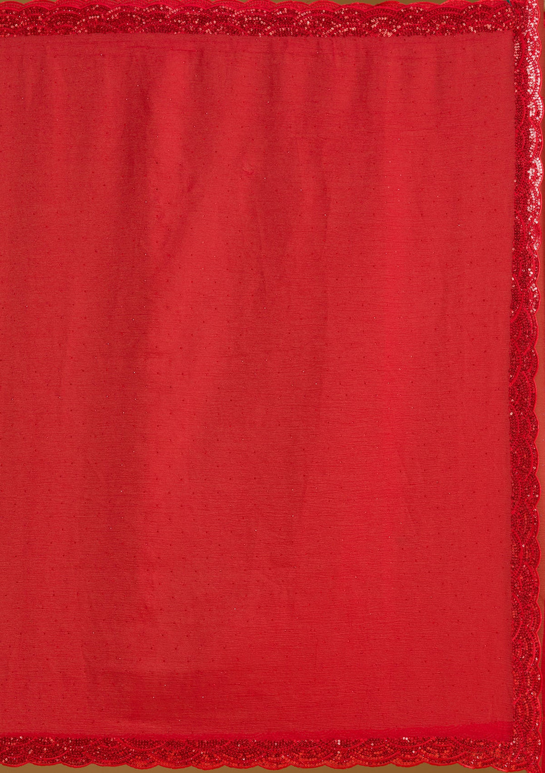 Red Sequins Chiffon Saree
