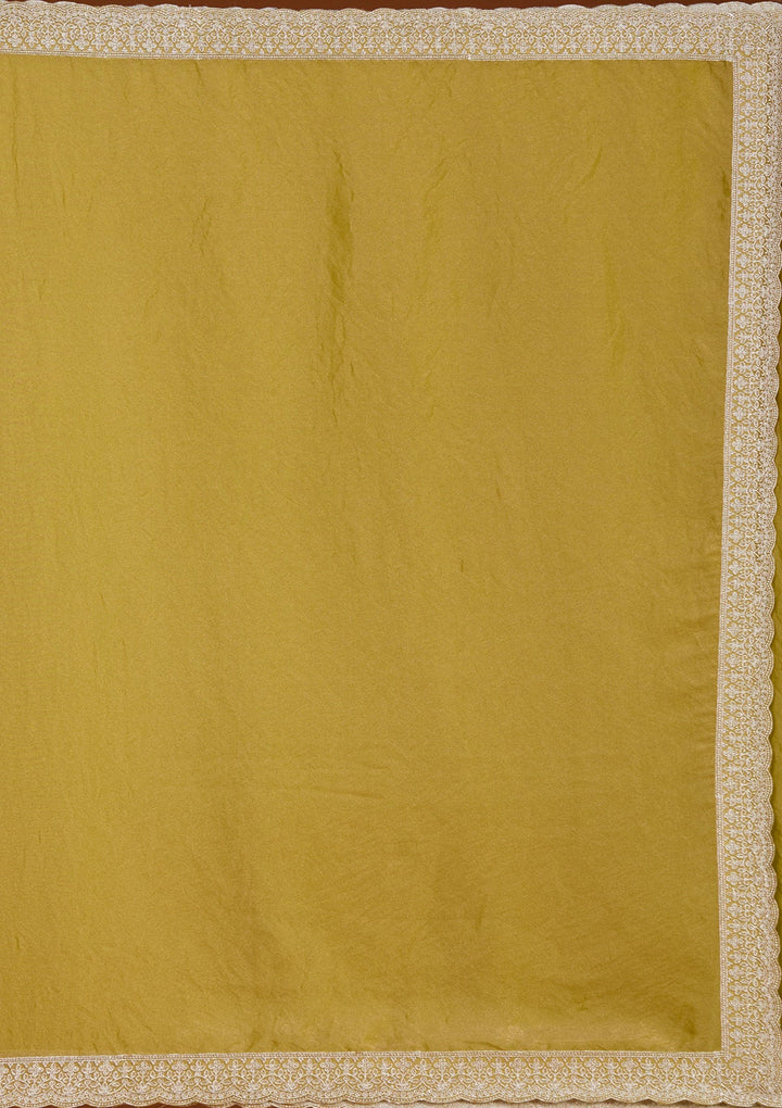 Lime Green Zariwork (Silver) Tissue Saree_koskii