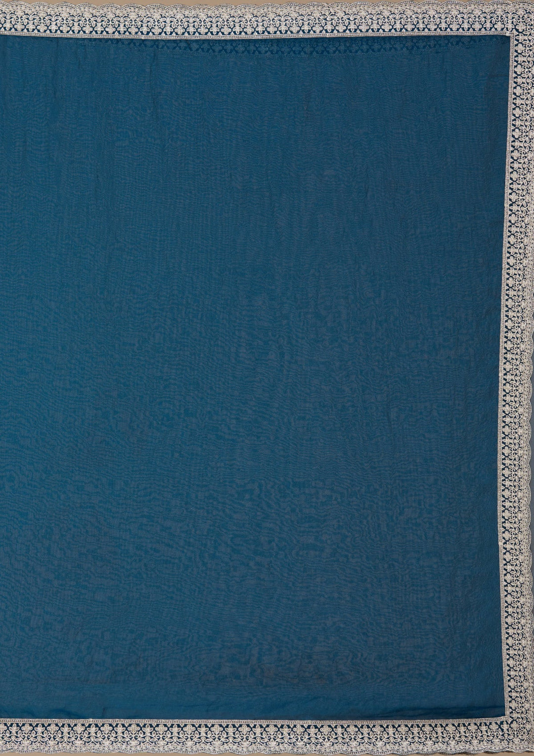 Navy Blue Zariwork (Silver) Tissue Saree_koskii