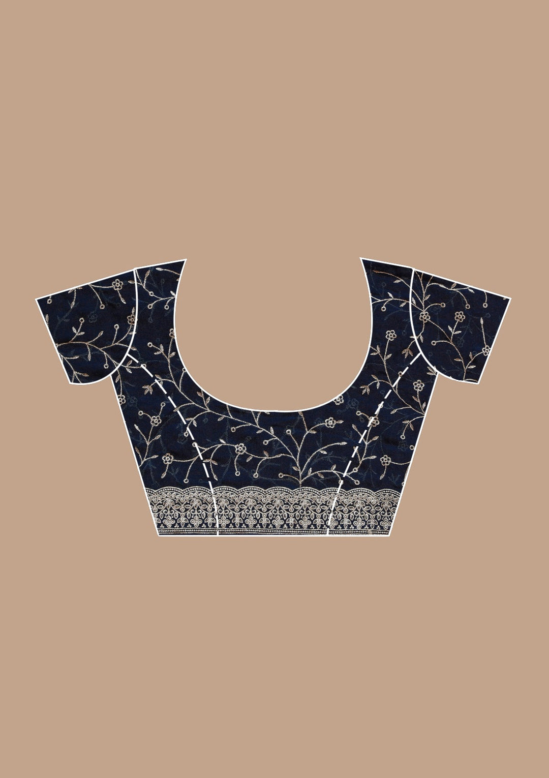Navy Blue Zariwork (Silver) Tissue Saree_koskii