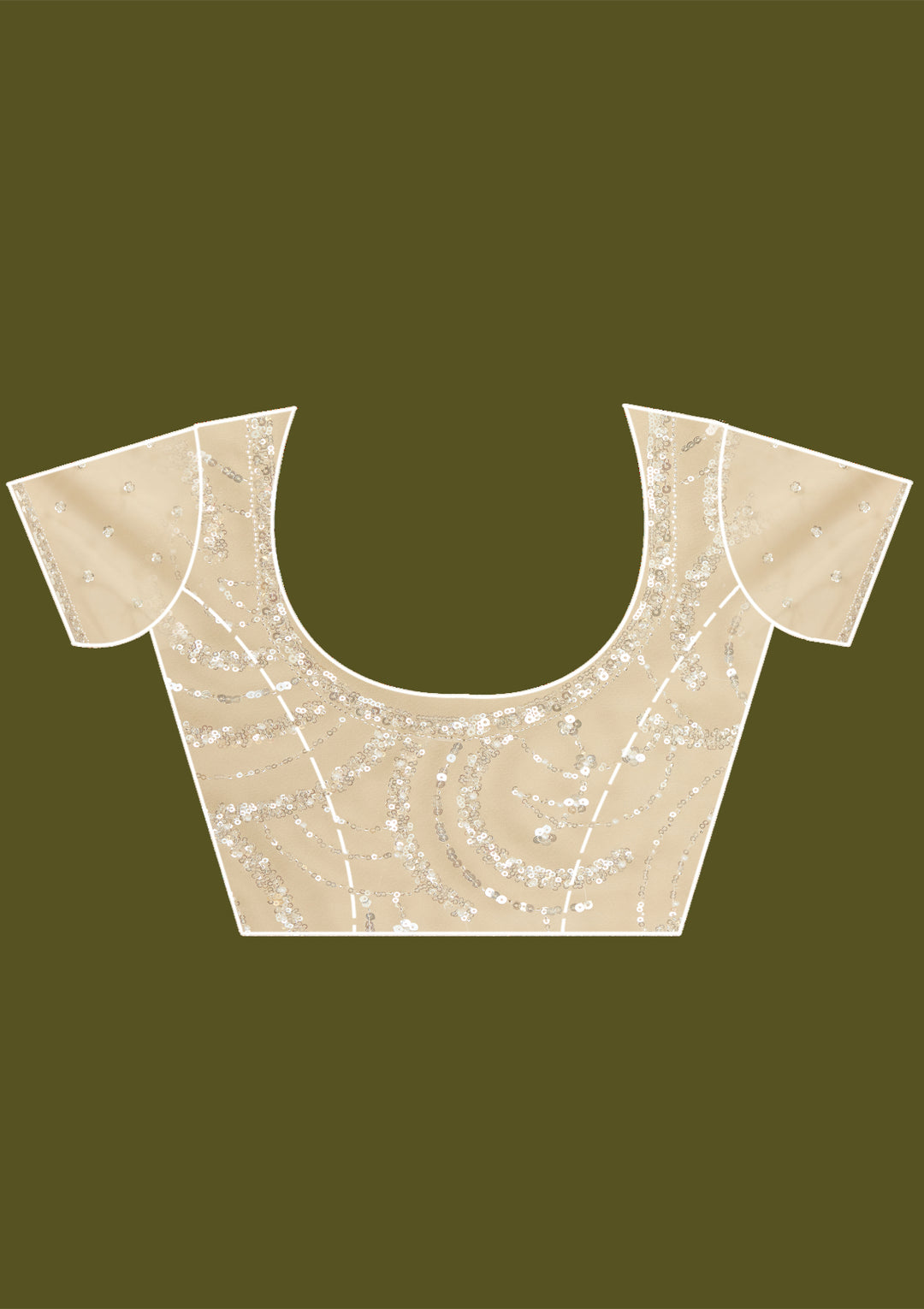 Off White Sequins Net Saree