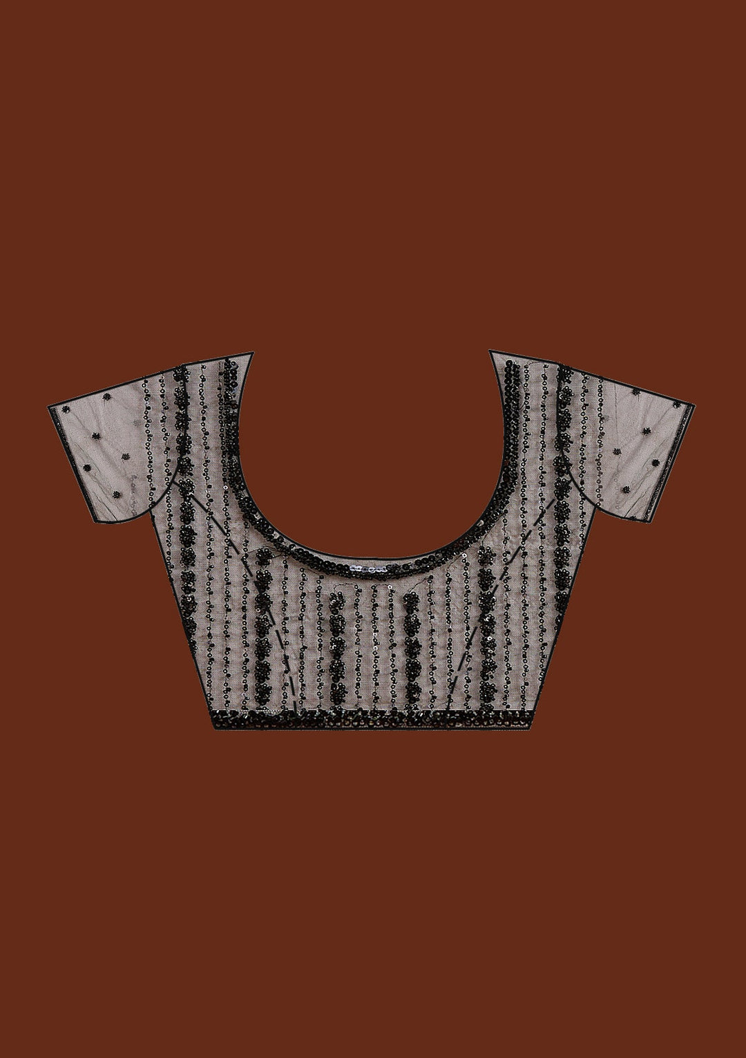 Black Sequins Net Saree