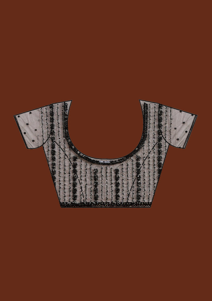 Black Sequins Net Saree