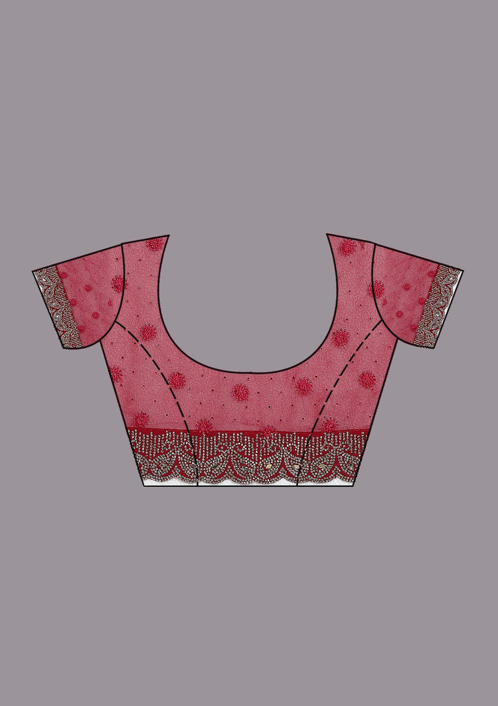 Peacock Blue Threadwork Georgette Saree