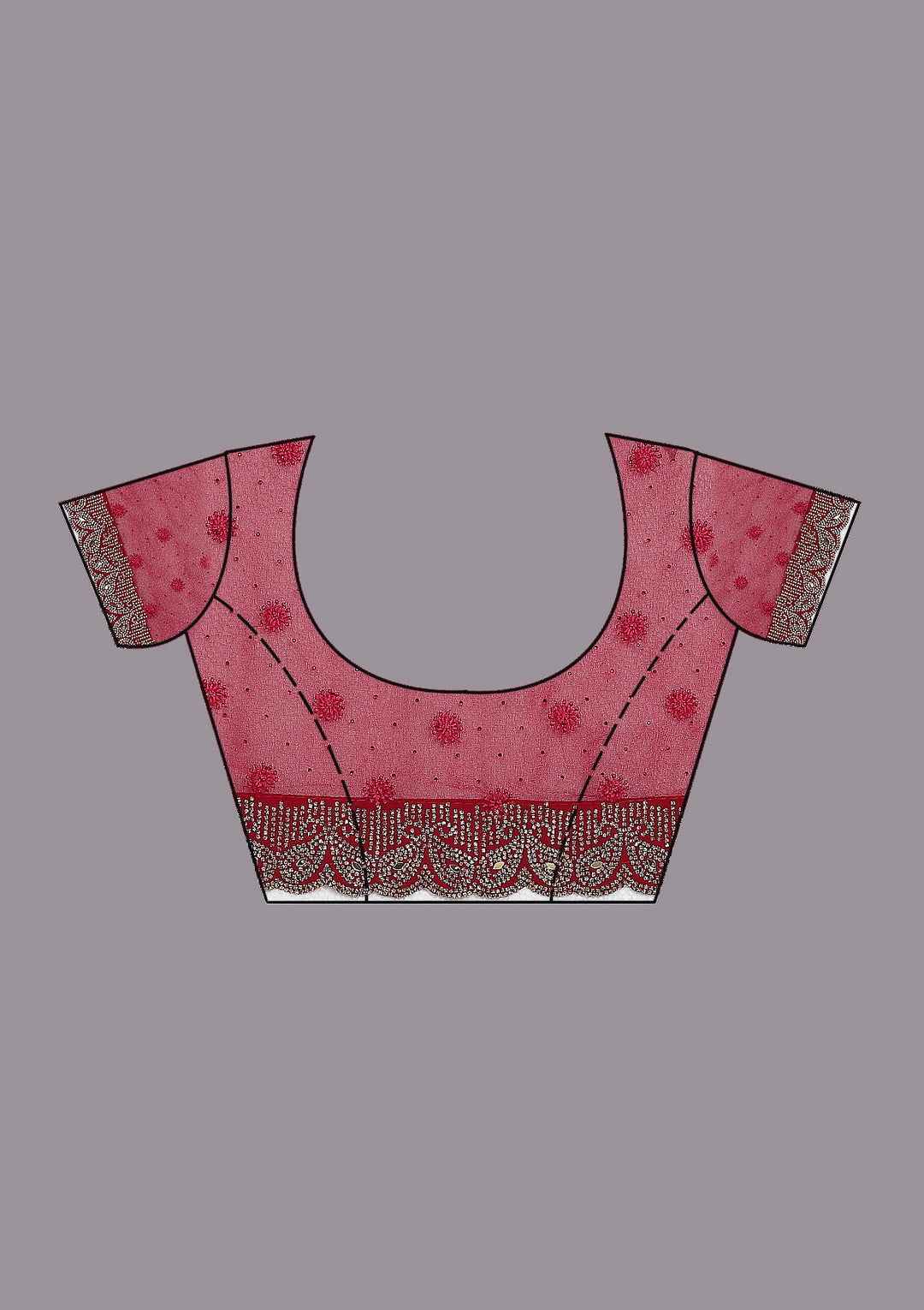 Magenta Pink Threadwork Georgette Saree