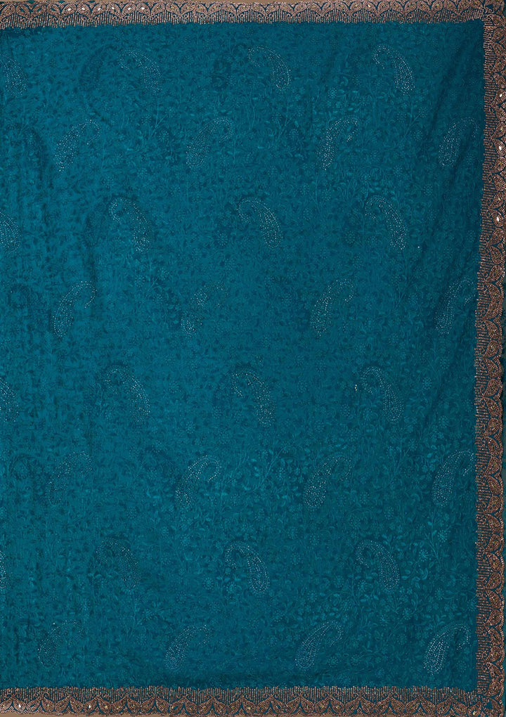 Magenta Pink Threadwork Georgette Saree