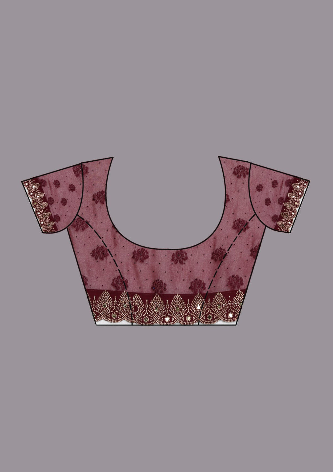 Wine Threadwork Georgette Saree