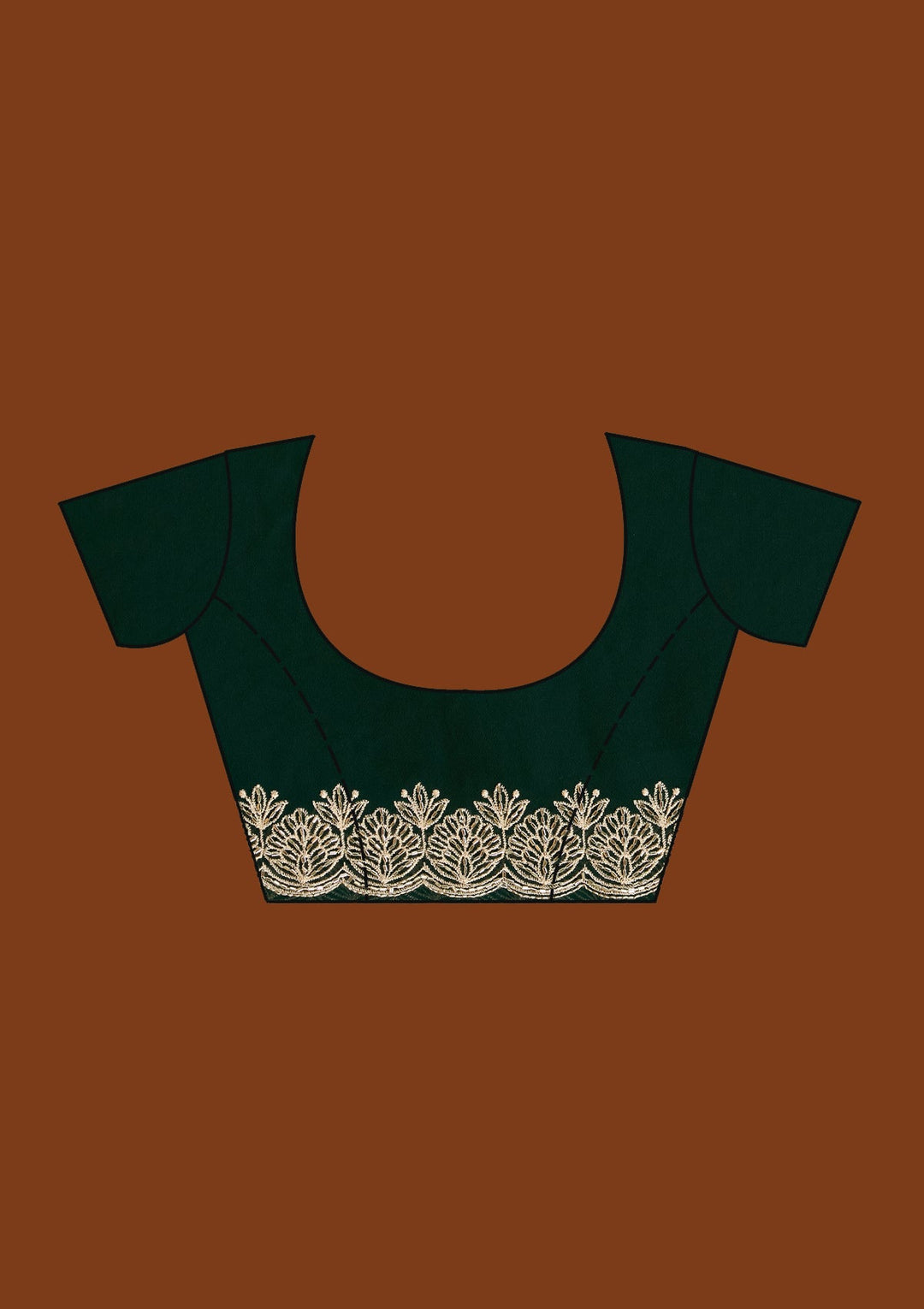 Bottle Green Zariwork (Gold) Georgette Saree