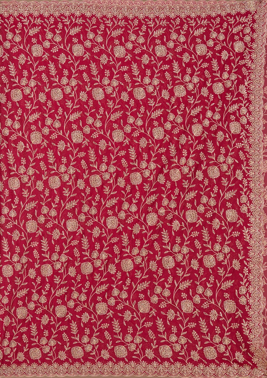 Magenta Pink Zariwork (Gold) Georgette Saree