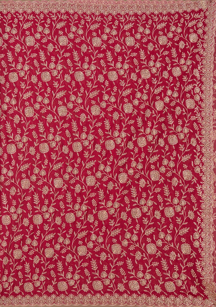 Magenta Pink Zariwork (Gold) Georgette Saree