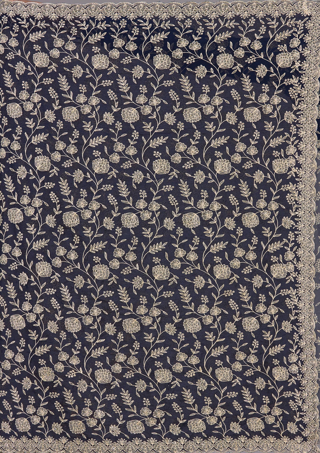 Navy Blue Zariwork (Gold) Georgette Saree