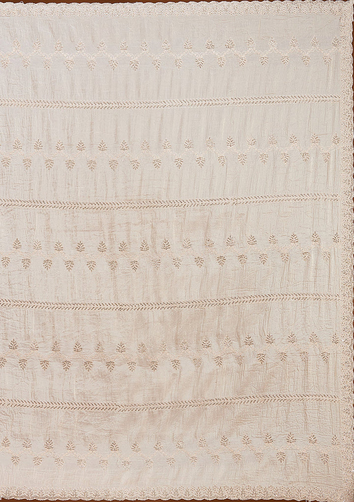 Beige Stonework (Gold) Tissue Saree