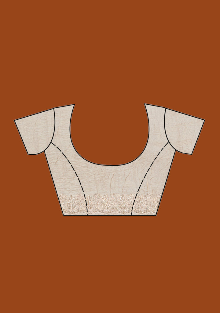 Beige Stonework (Gold) Tissue Saree