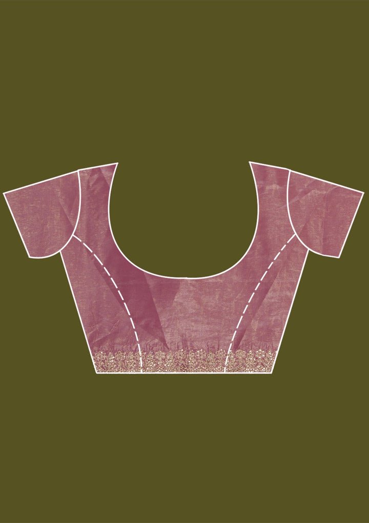 Pink Stonework (Gold) Tissue Saree