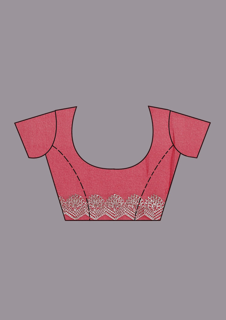 Maroon Zariwork (Silver) Georgette Saree