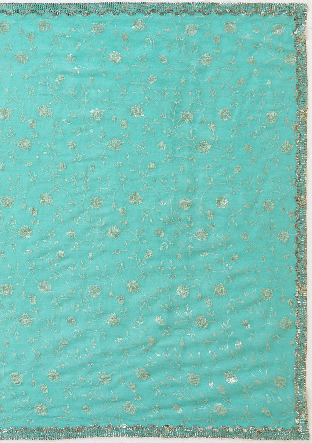 Sea Green Badla Tissue Saree_koskii