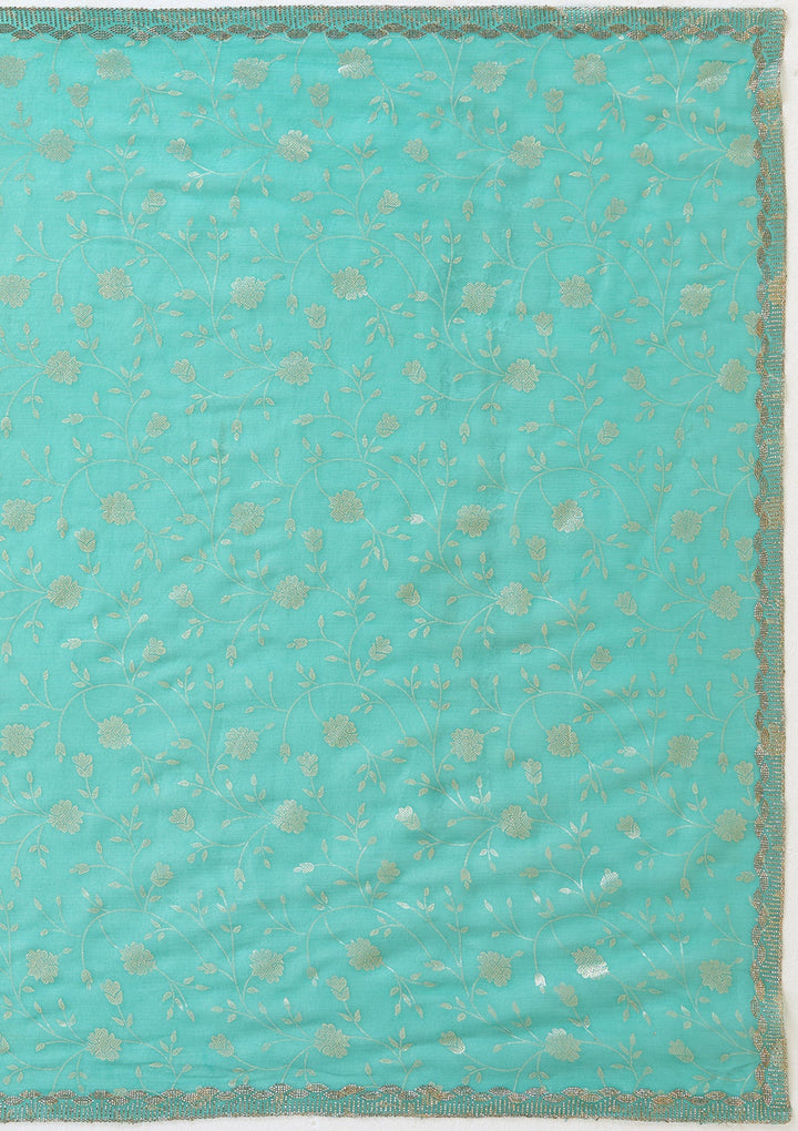 Sea Green Badla Tissue Saree_koskii