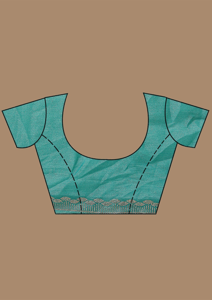 Sea Green Badla Tissue Saree_koskii