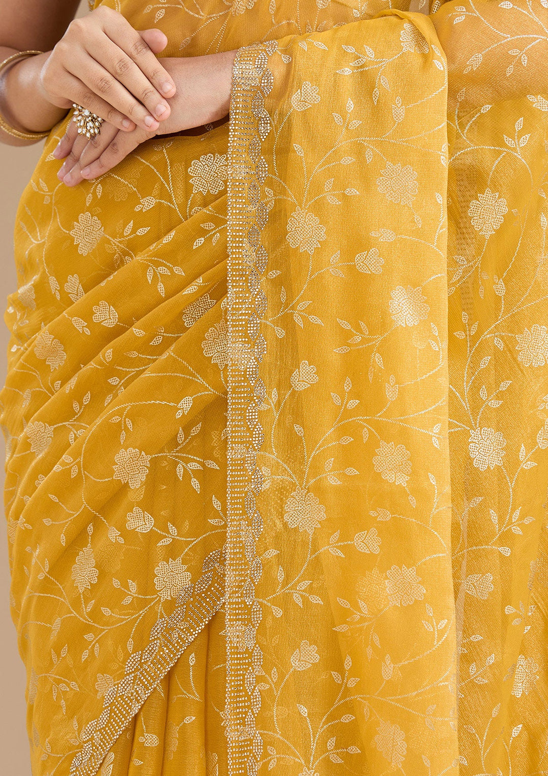 Yellow Badla Tissue Saree_koskii