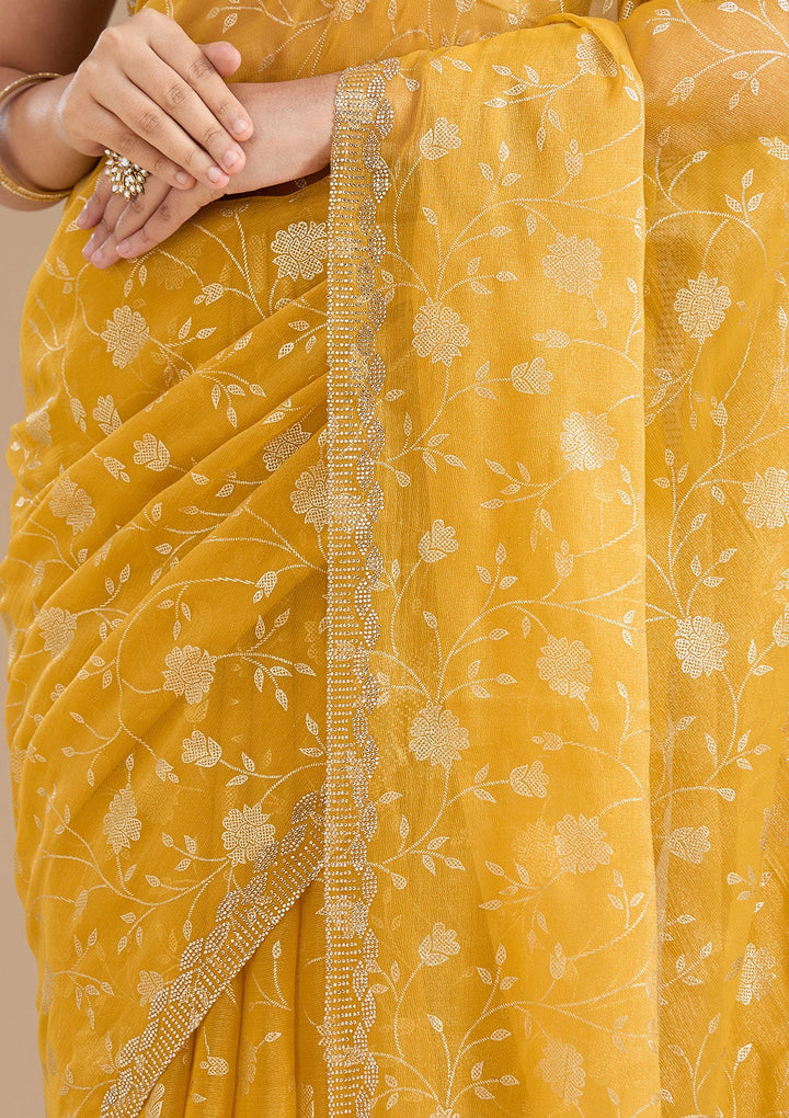 Yellow Badla Tissue Saree_koskii