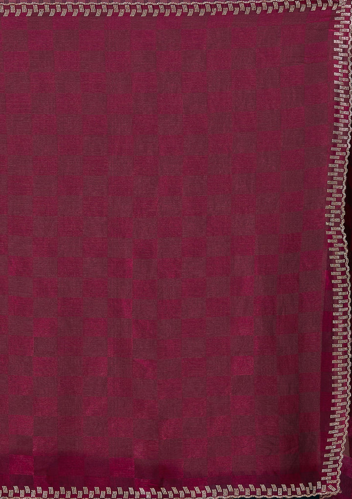 Wine Stonework (Gold) Tissue Saree_koskii