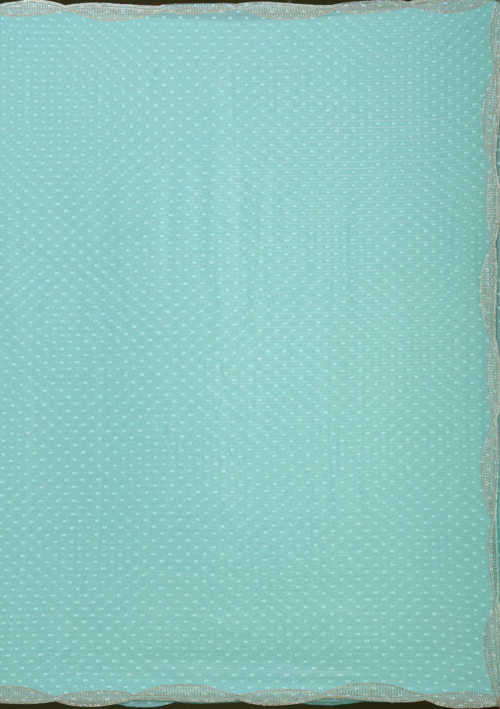 Sea Green Stonework (Silver) Chiffon Saree