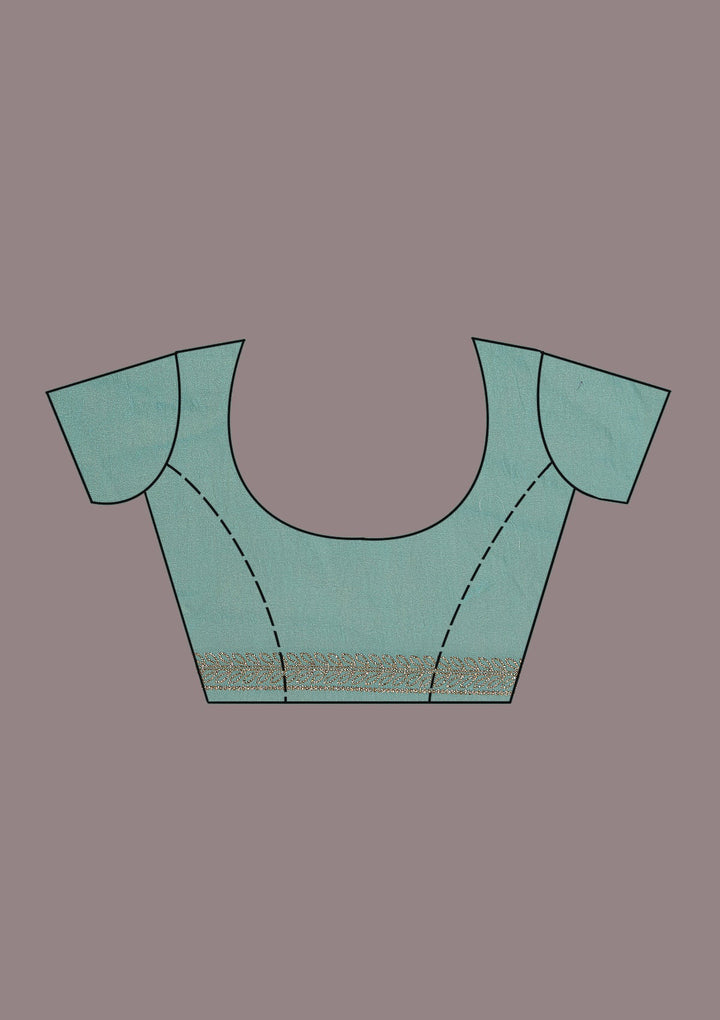 Sea Green Stonework (Gold) Tissue Saree-koskii