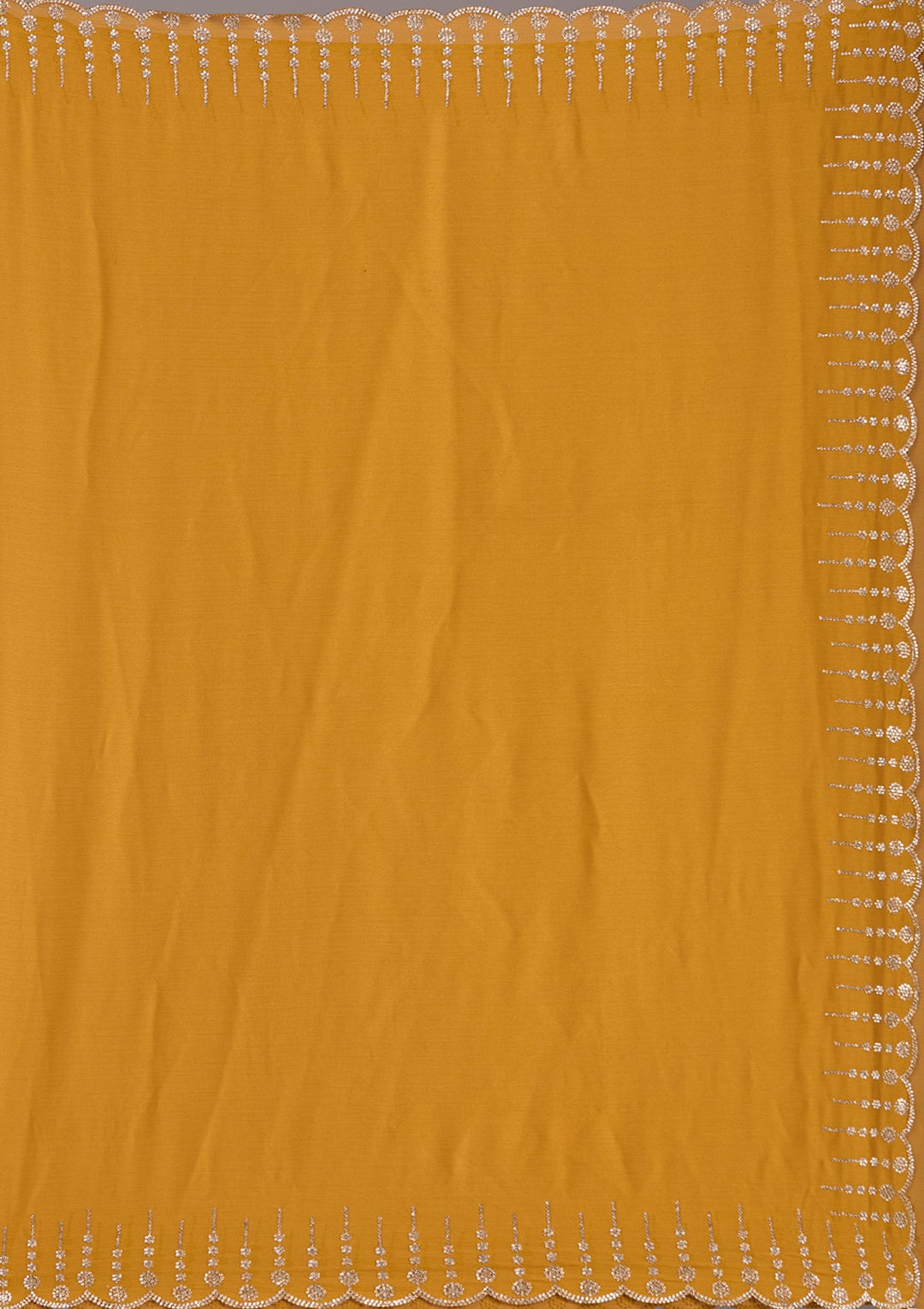 Mustard Stonework (Gold) Chiffon Saree-koskii