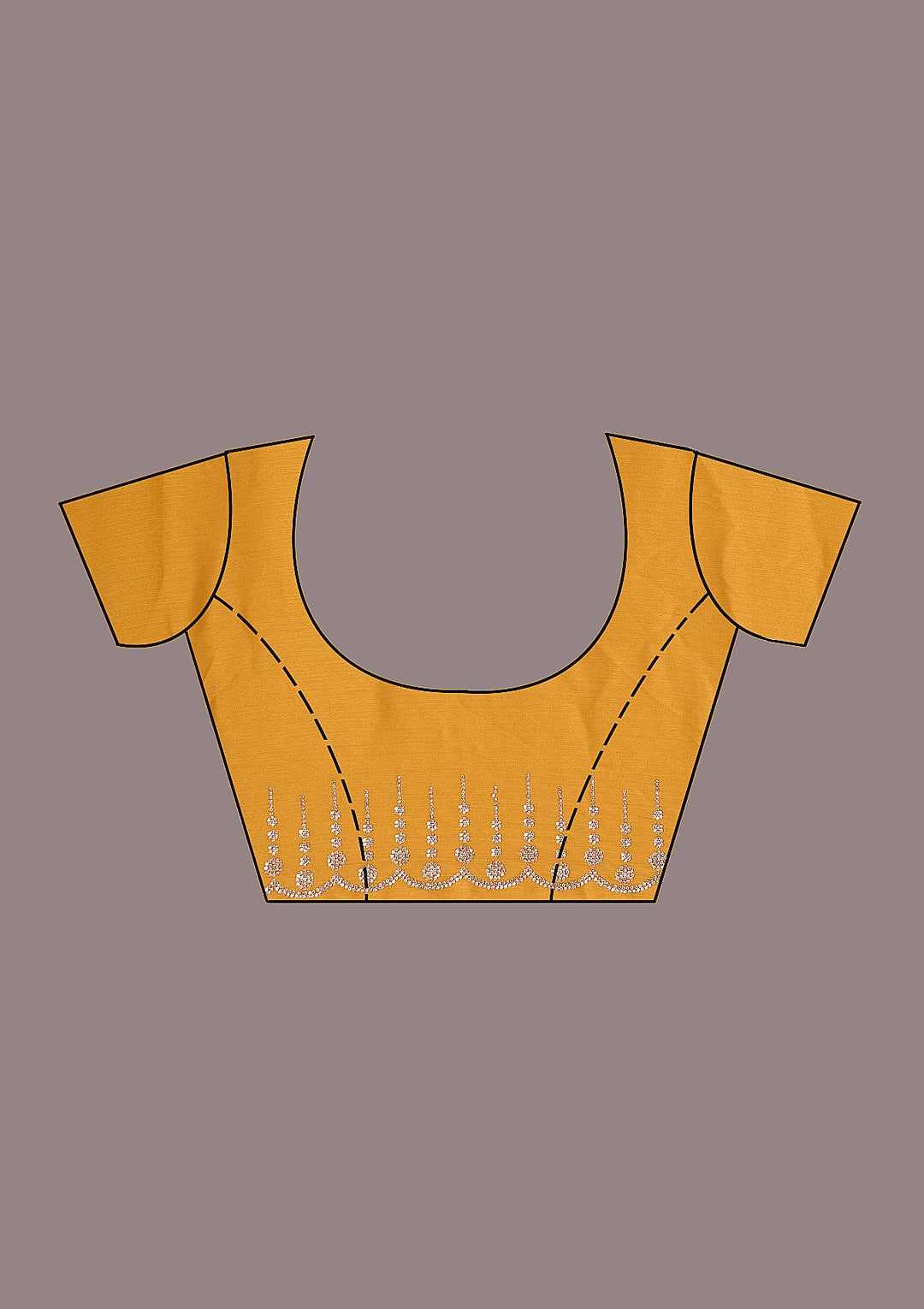 Mustard Stonework (Gold) Chiffon Saree-koskii