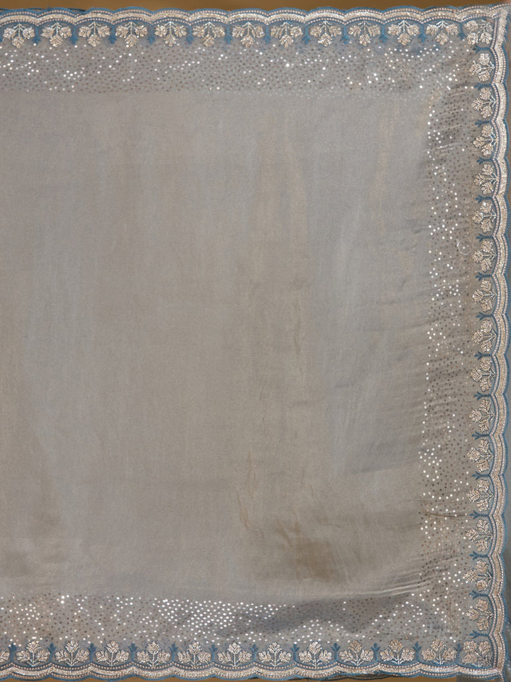 Grey Stonework (Gold) Tissue Saree