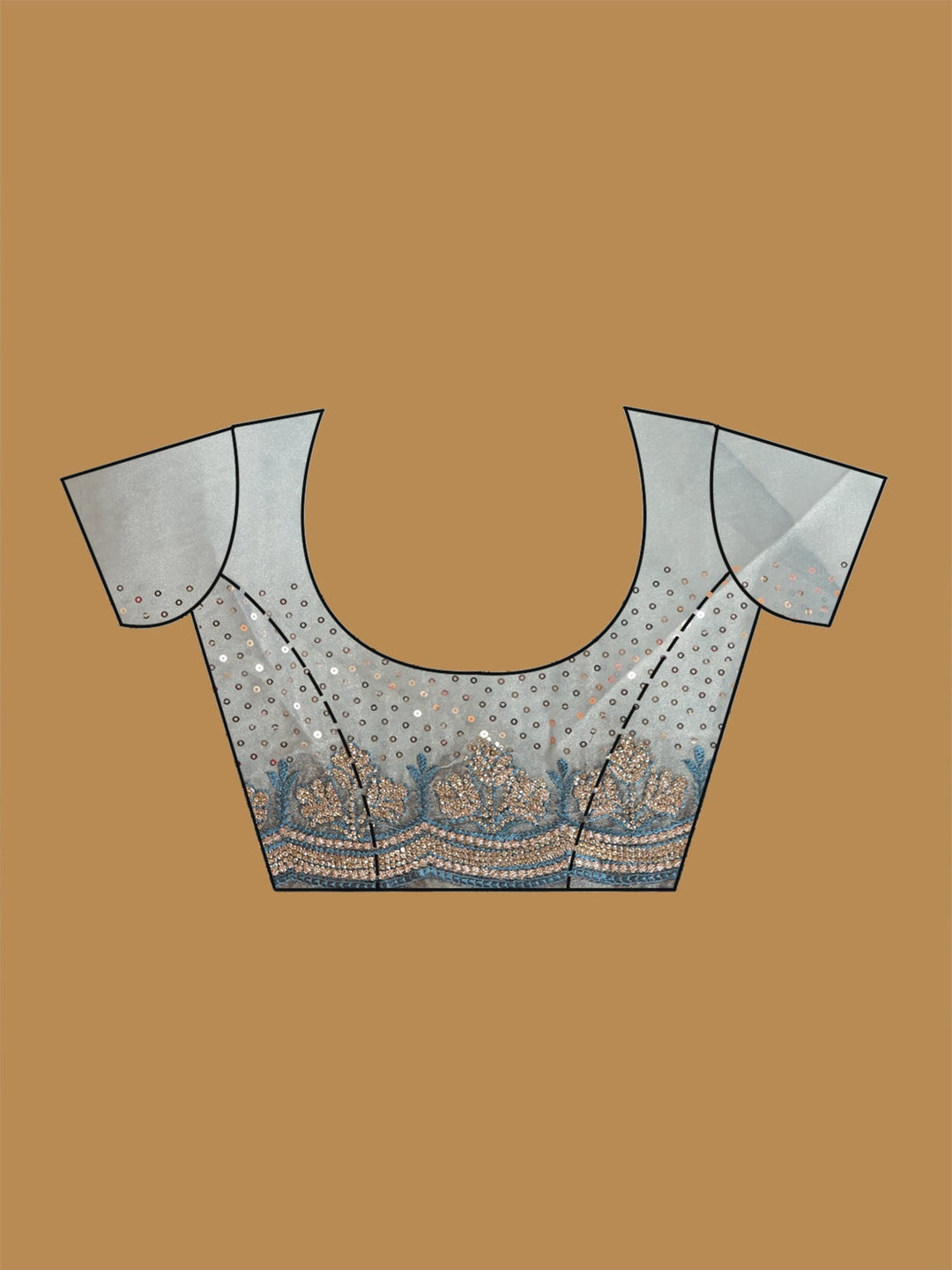 Grey Stonework (Gold) Tissue Saree